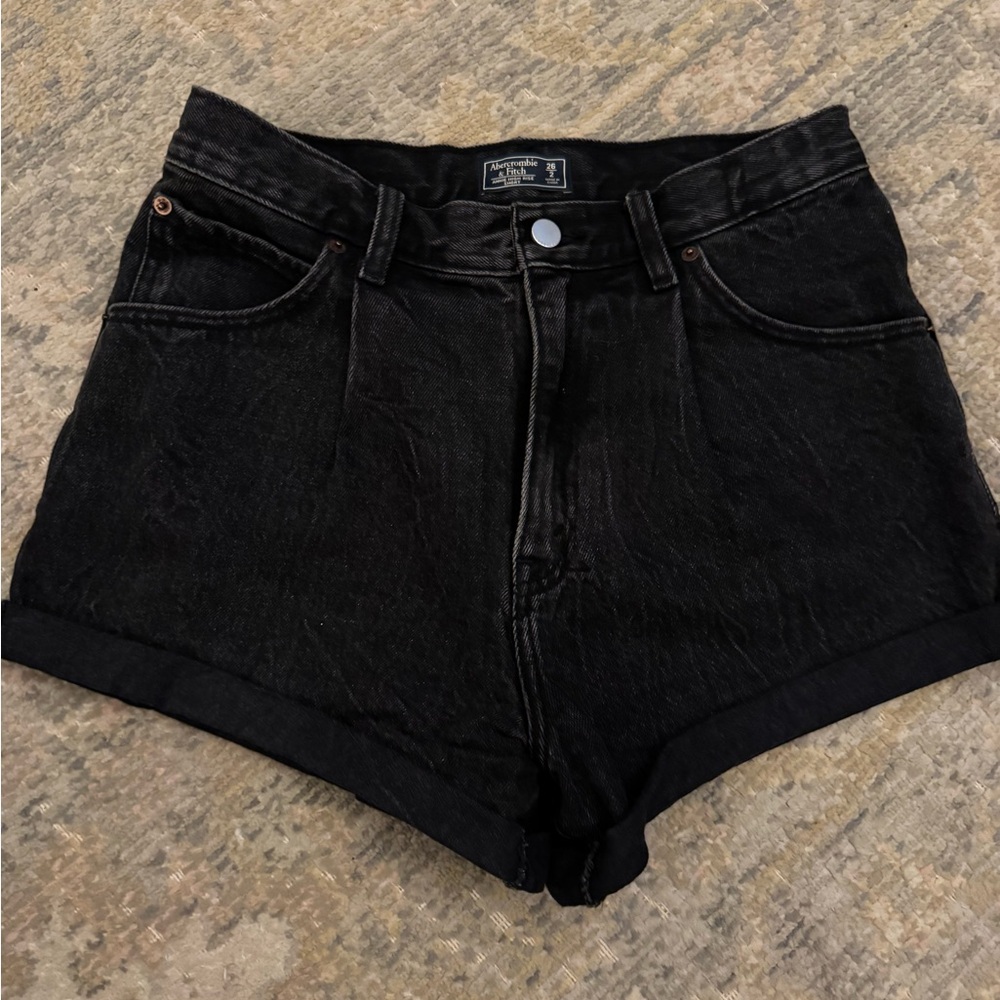 Abercrombie & Fitch Black High-Rise Denim Shorts